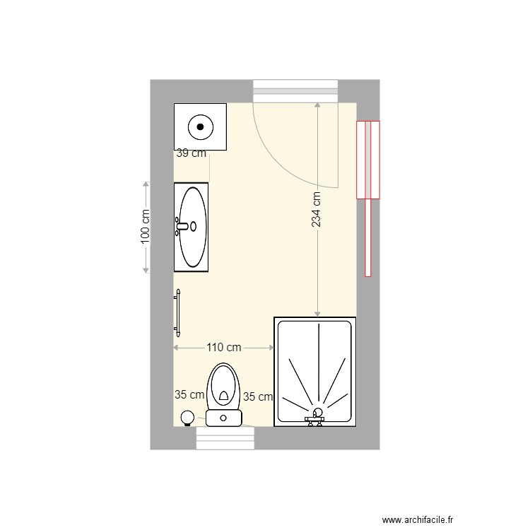 sdb plan. Plan de 1 pièce et 7 m2