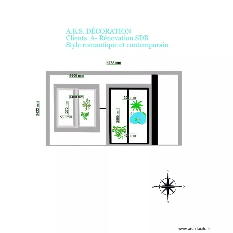mur Sud -fenetres dimensions. Plan de 