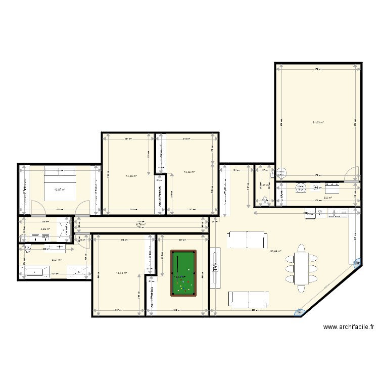 MAISON 2. Plan de 12 pièces et 181 m2