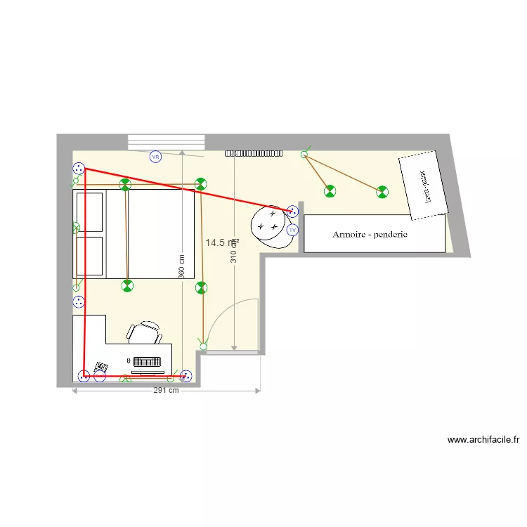 CHAMBRE LEA. Plan de 
