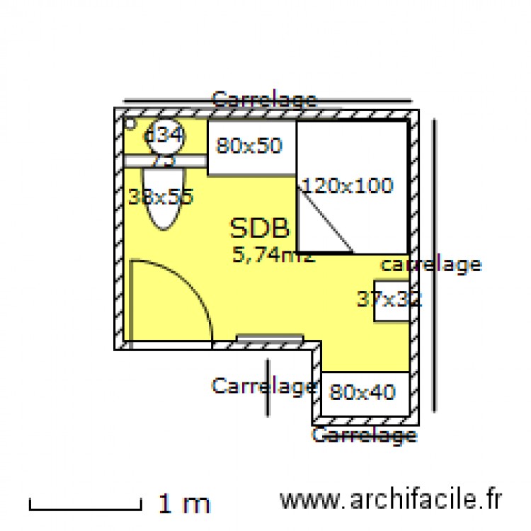 SDB_1vasque. Plan de 0 pièce et 0 m2