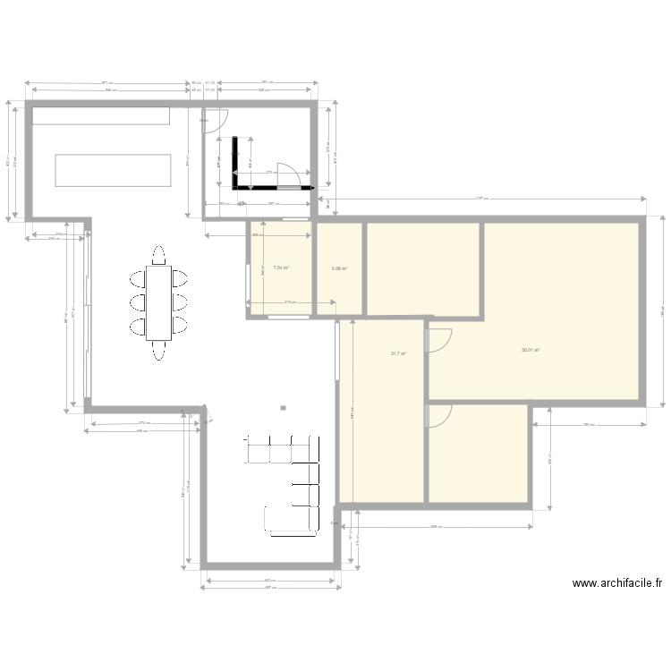 Extension RDC. Plan de 4 pièces et 94 m2