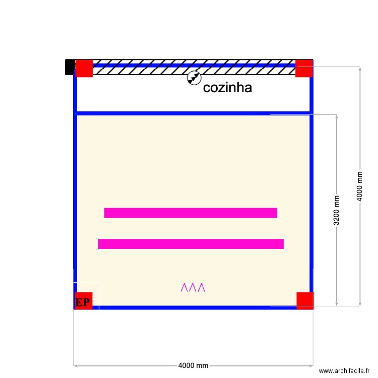 João Nunes. Plan de 2 pièces et 15 m2