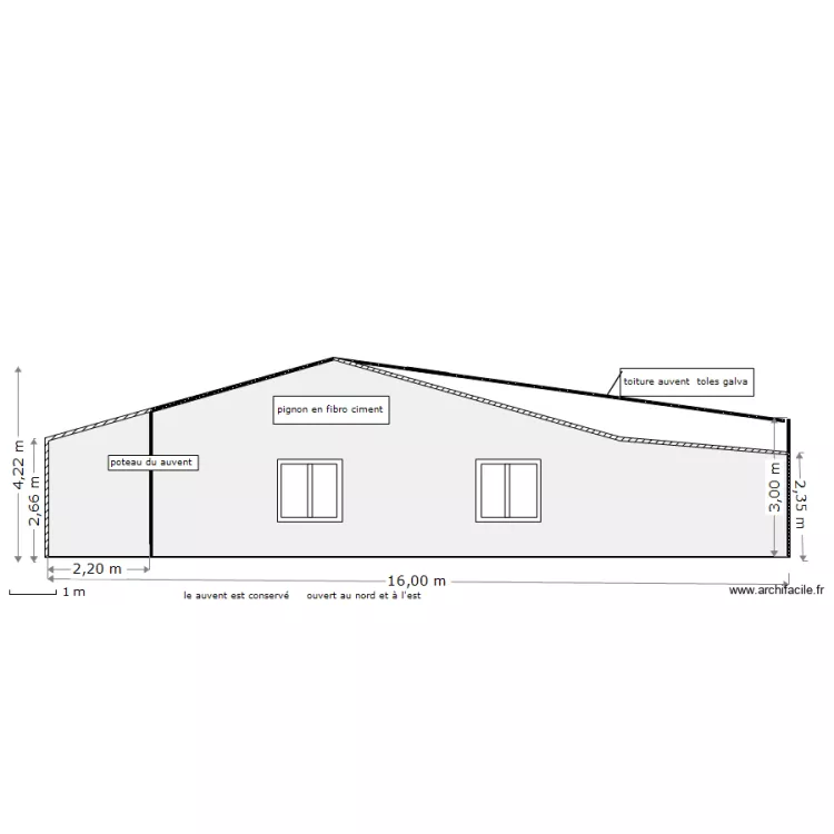 pignon nord apres 2. Plan de pignon nord apres 2. Plan de