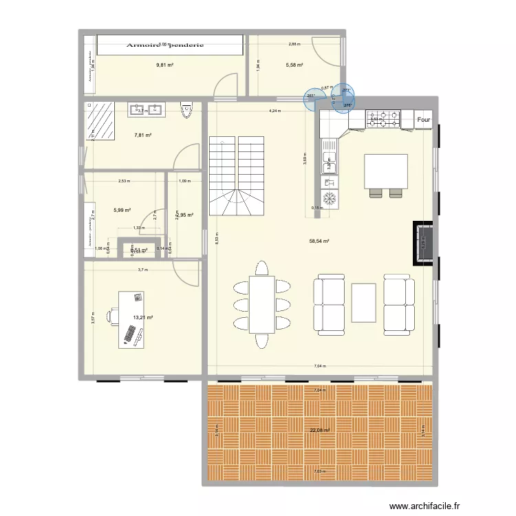 RDC dimensions V2 cellier. Plan de 9 Pièces et 126 m²