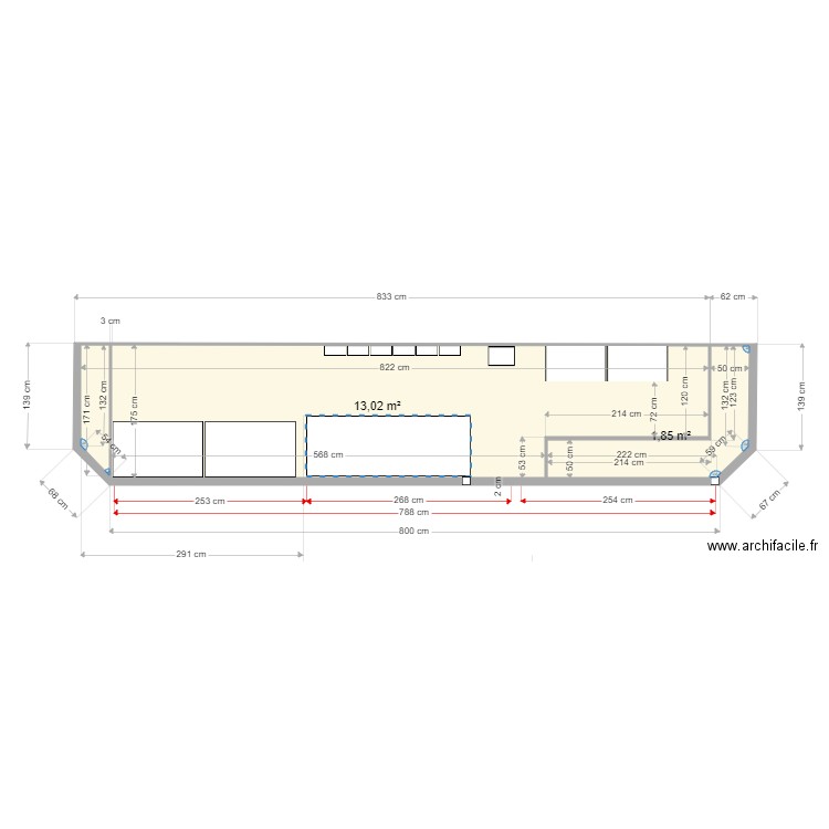 isleadam. Plan de 2 pièces et 15 m2