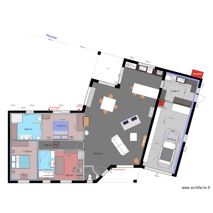 JPM global 30/01/23. Plan de 8 pièces et 210 m2