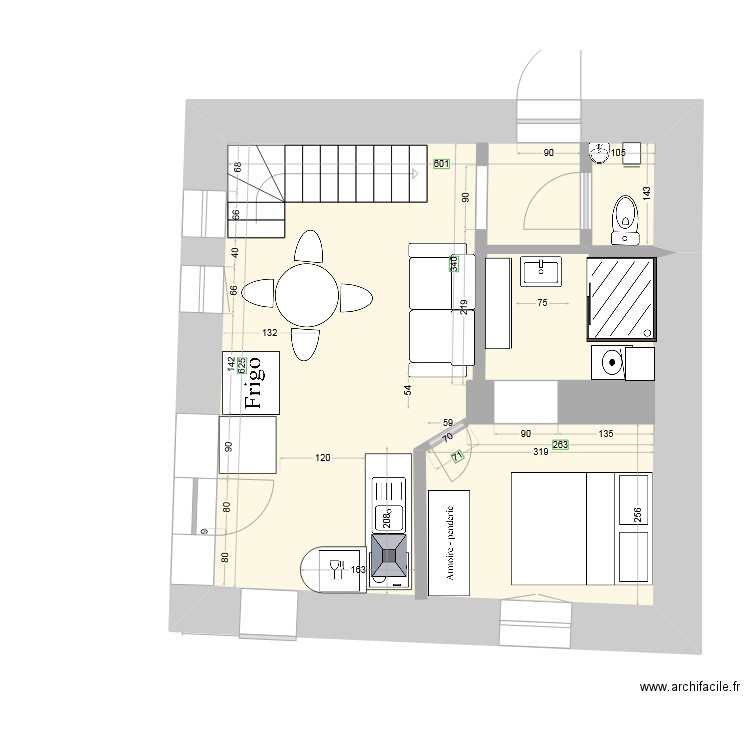 RDZver6. Plan de 1 pièce et 39 m2