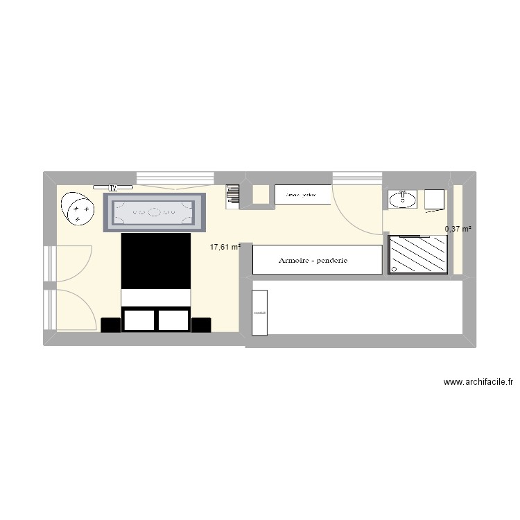 SUITE PARENTALE. Plan de 2 pièces et 18 m2