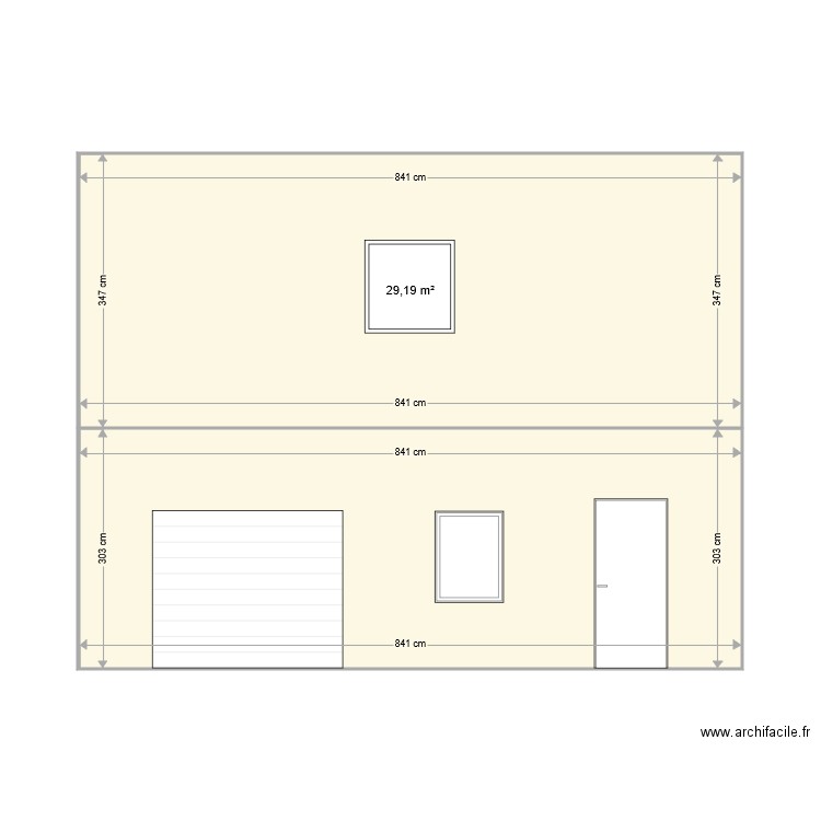 Plan projet façade ext. Plan de 2 pièces et 55 m2