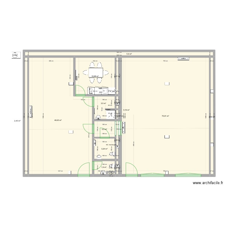 Projet bureau. Plan de 17 pièces et 161 m2