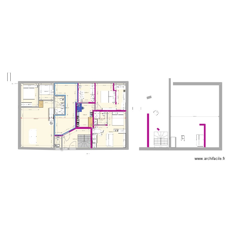  Duplex Loft et appartement . Plan de 10 pièces et 117 m2