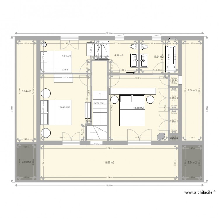 Plan chalet 2 étage variante chambre avec escalier modifié. Plan de 0 pièce et 0 m2