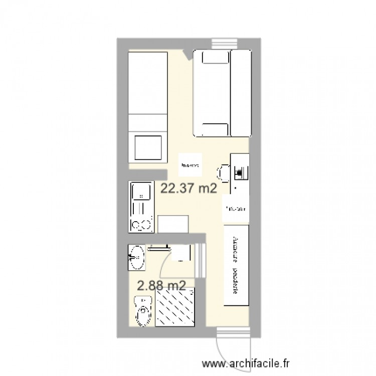 studio 26m2 KB2. Plan de 0 pièce et 0 m2
