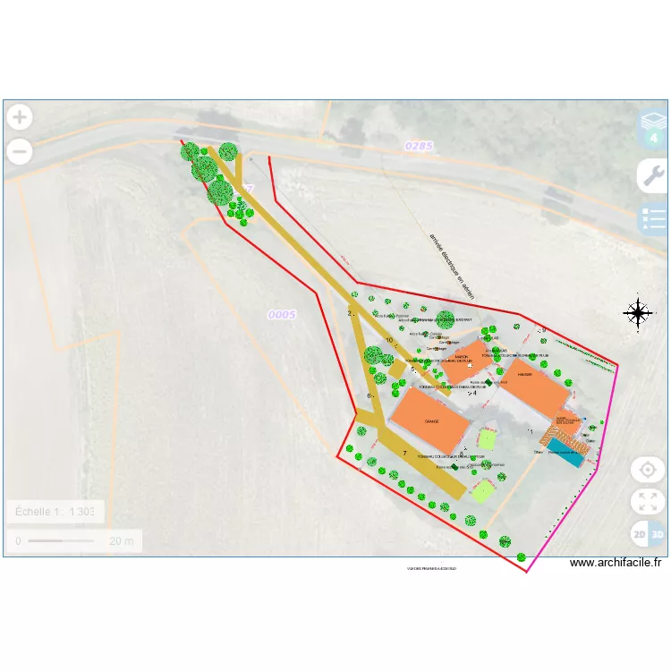 PLAN DE MASSE PROJET FUTUR AVEC ARBRES. Plan de PLAN DE MASSE PROJET FUTUR AVEC ARBRES. Plan de