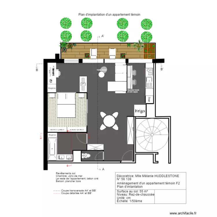 Appartement t&eacute;moin implantation2. Plan de 