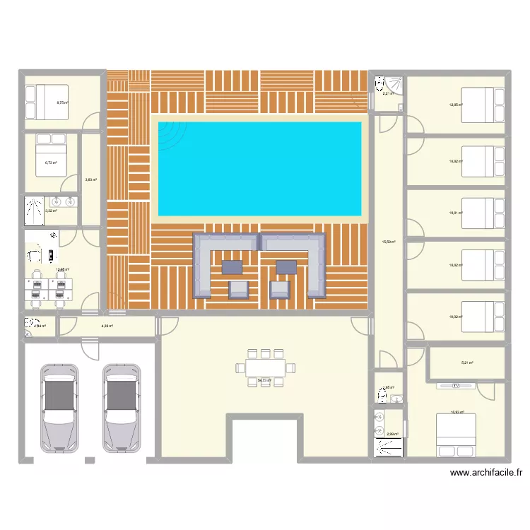 Future maison. Plan de 19 Pièces et 193 m²