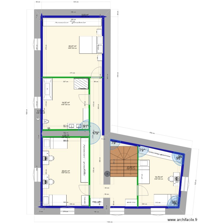 1er crozes . Plan de 8 pièces et 111 m2