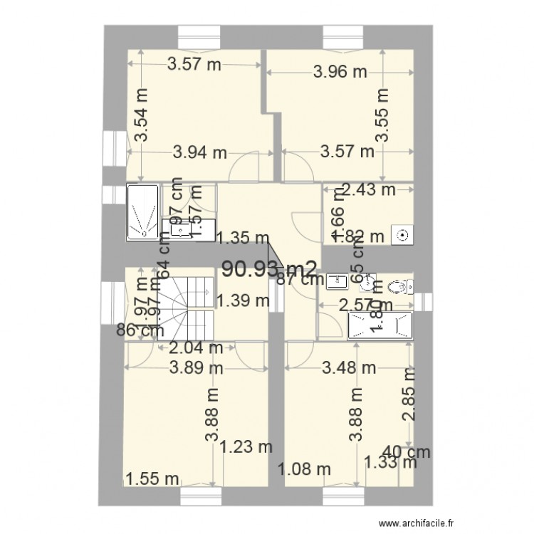 1er étage buanderie sans prises modif douche. Plan de 0 pièce et 0 m2