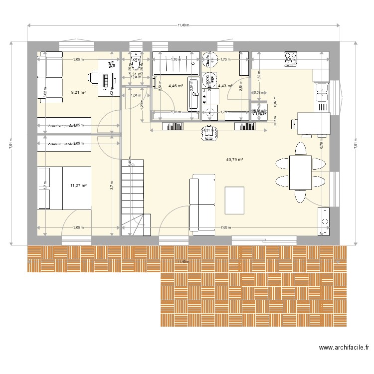 MAISON MARIE 4 bureau bis. Plan de 6 pièces et 71 m2