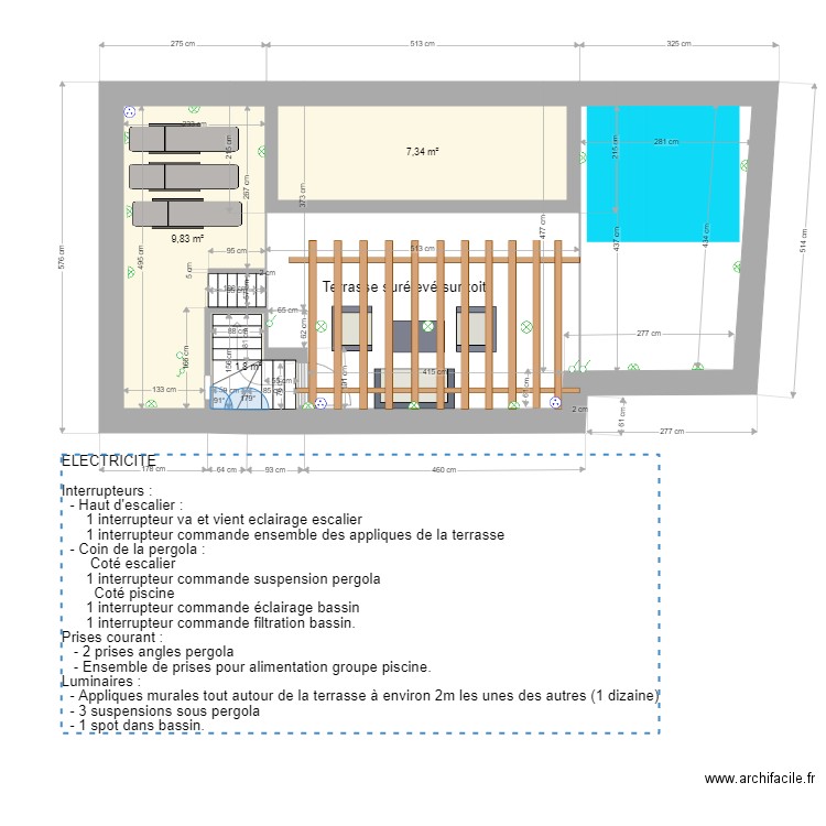 riad sidi mimoun 2 Etage. Plan de 3 pièces et 19 m2