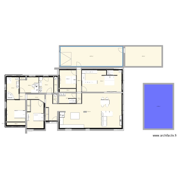 villa lignan fini+isolant piscine. Plan de 42 pièces et 296 m2