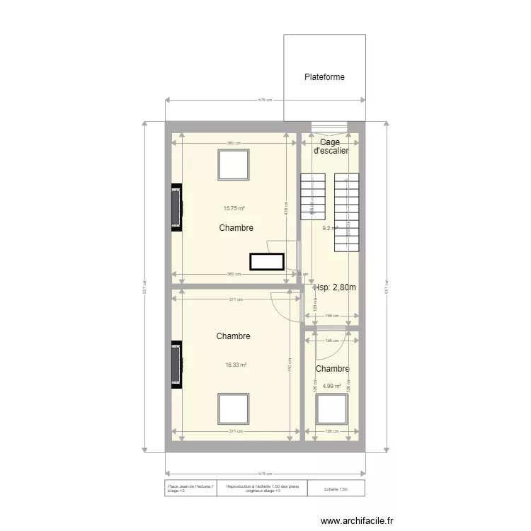 Paduwa Etage 3. Plan de 
