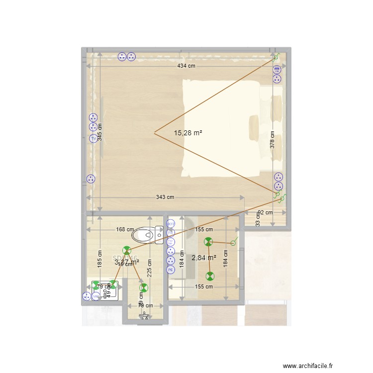 CH146B. Plan de 3 pièces et 21 m2