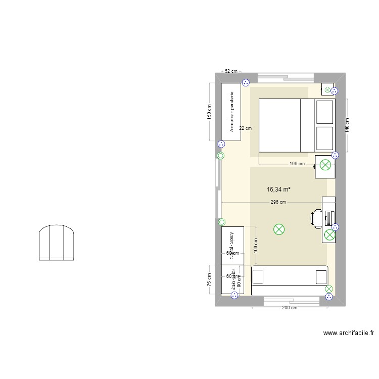 111. Plan de 1 pièce et 16 m2
