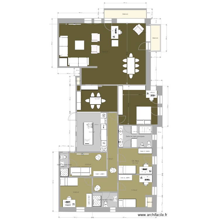 Diagonal 672 Zone jour v4. Plan de 0 pièce et 0 m2