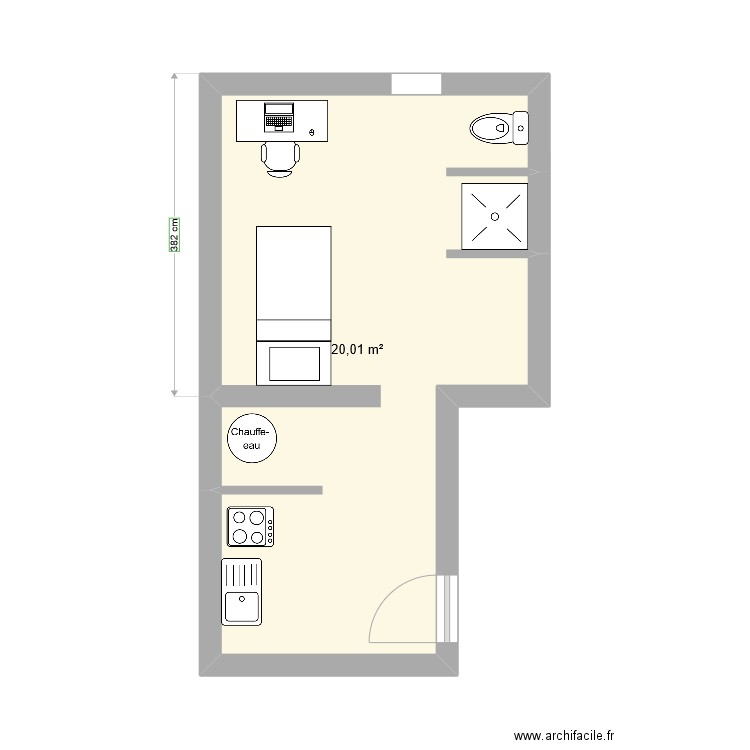 Plan . Plan de 1 pièce et 20 m2