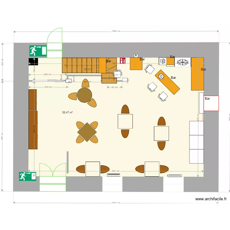 La comt&eacute; restaurant. Plan de 