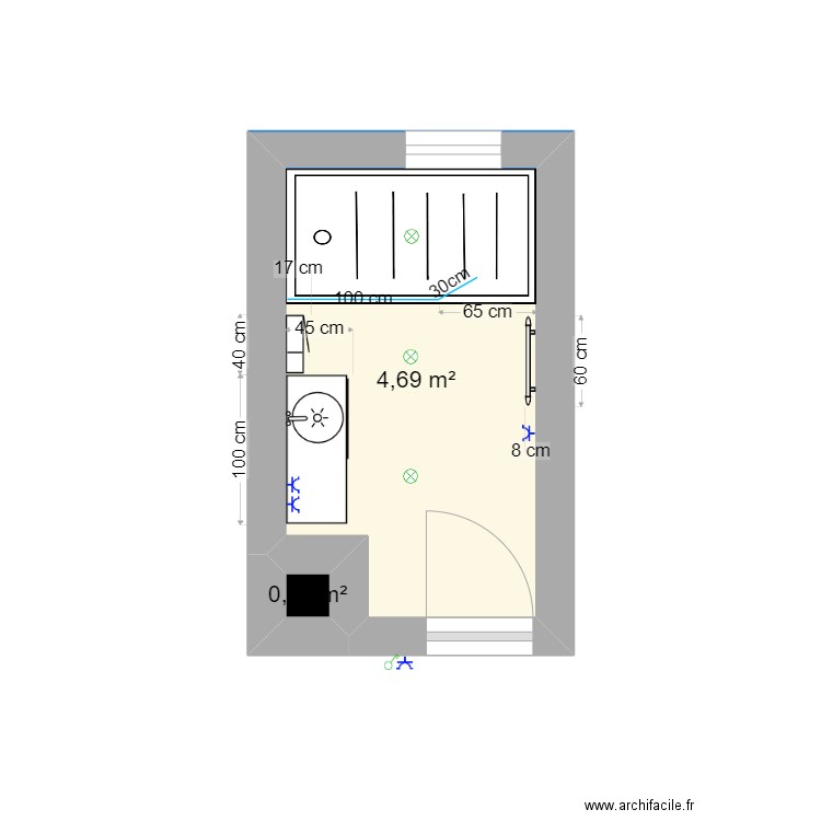 Jean Chasseur. Plan de 2 pièces et 5 m2