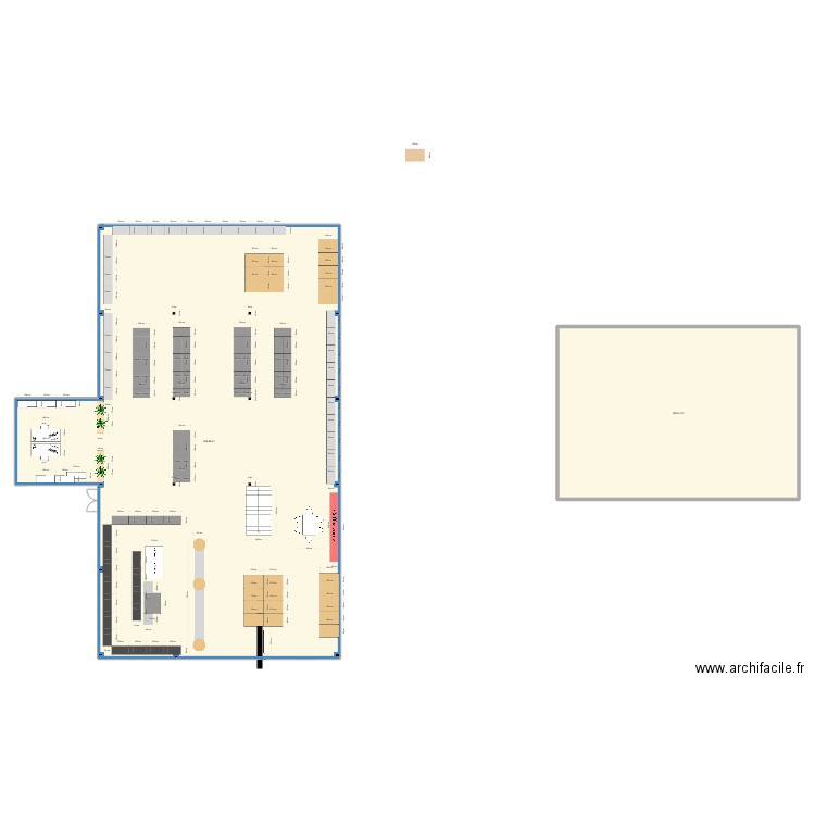 Proshop-Ladeuze. Plan de 2 pièces et 584 m2