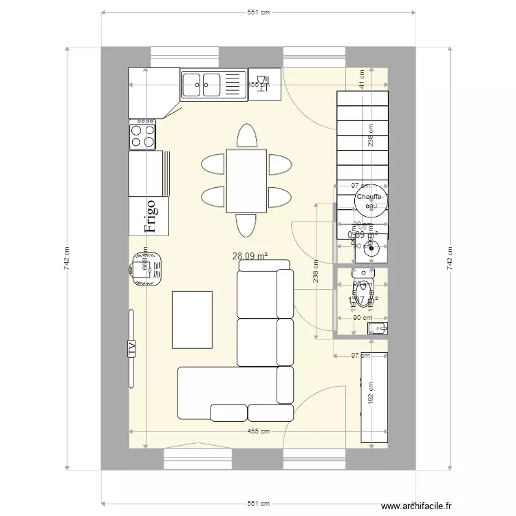 F3 rdc cote garage. Plan de 