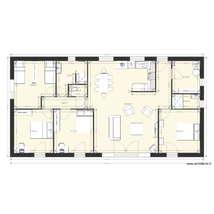 1605x830 avec meubles. Plan de 1605x830 avec meubles. Plan de
