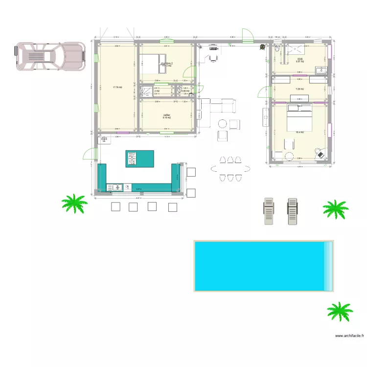 plan maison 2 chambres. Plan de 