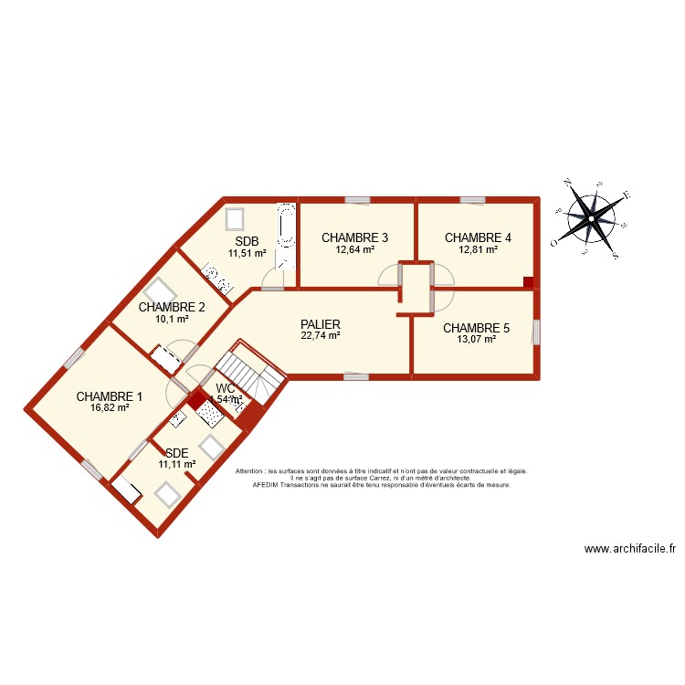 BI 9224 ETAGE. Plan de 11 pièces et 116 m2