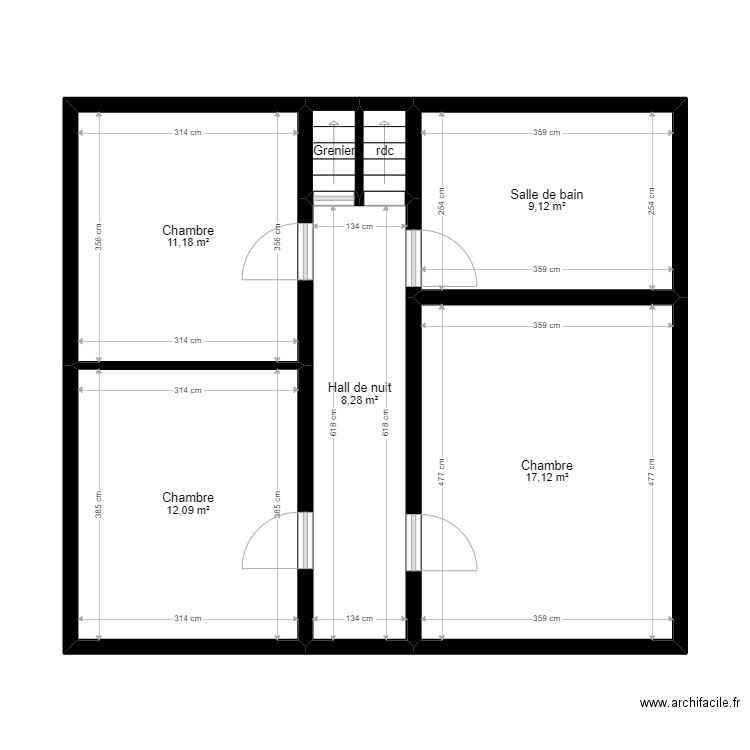 Daussois Tilleul 13 étage. Plan de 7 pièces et 59 m2