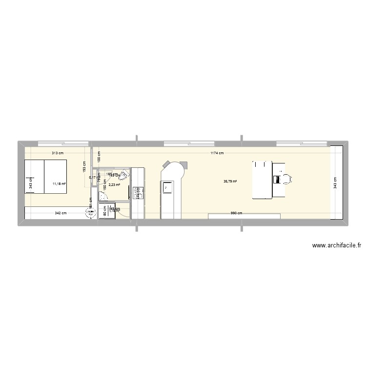 StudioLandetteV9. Plan de 5 pièces et 51 m2