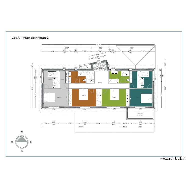 étage 4ch 4sdb. Plan de 0 pièce et 0 m2