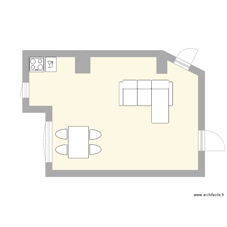 Appatement. Plan de 1 pièce et 26 m2