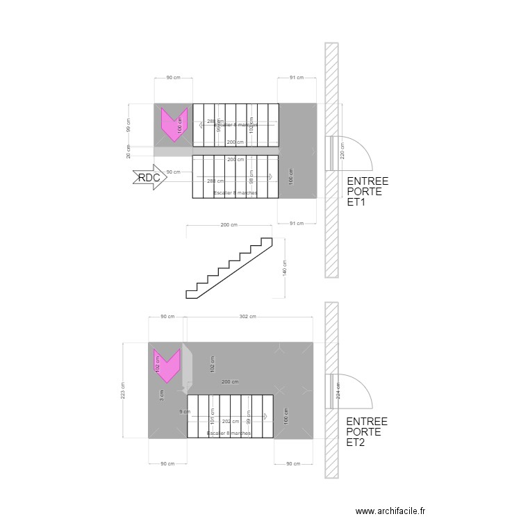 escalier. Plan de 7 pièces et 4 m2