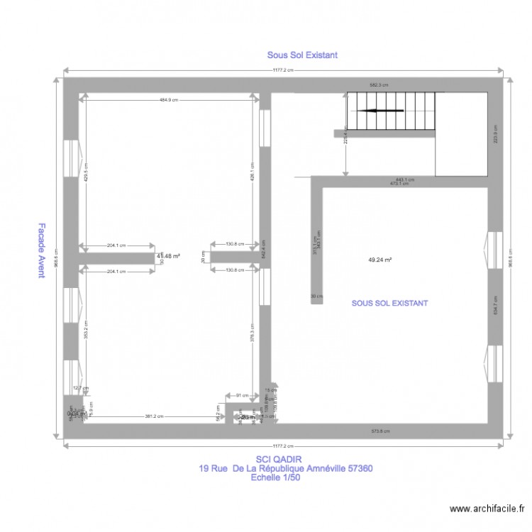 SCI QADIR SOUS SOL EXISTANT. Plan de 0 pièce et 0 m2