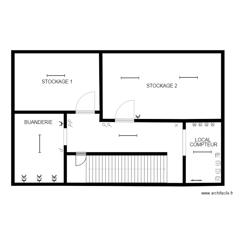 CAVE. Plan de 5 pièces et 148 m2