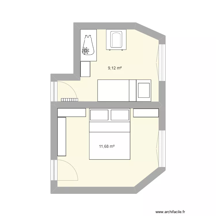Chambre amis. Plan de 