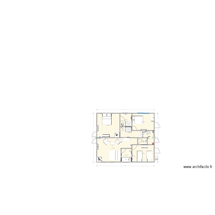 Chambres d'hôtes. Plan de 9 pièces et 81 m2