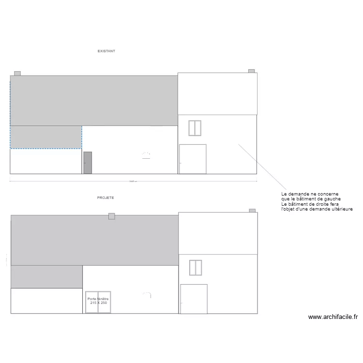 Fa&ccedil;ade Nord Est. Plan de 
