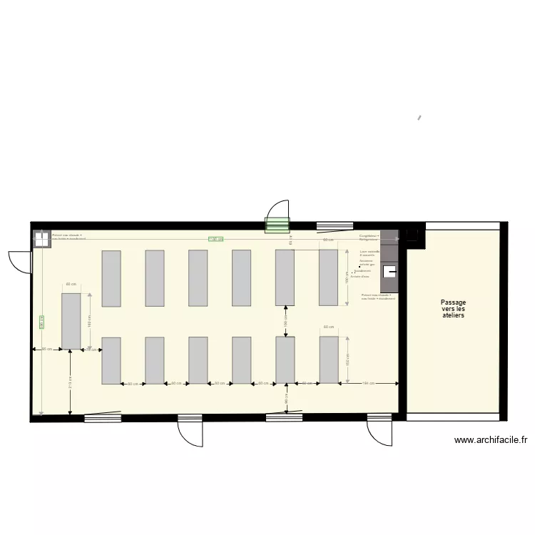 Salle de sciences. Plan de 