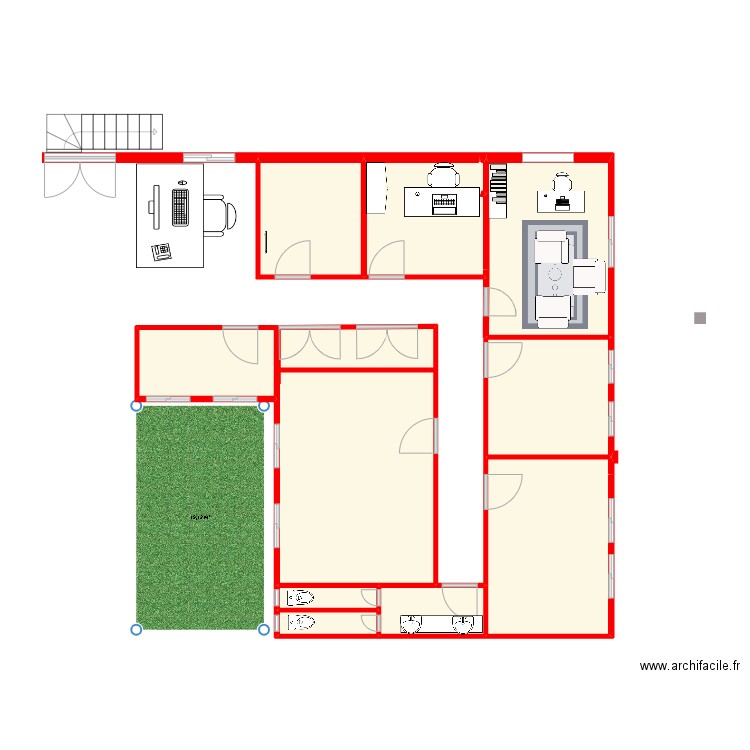 BI 12887. Plan de 14 pièces et 86 m2